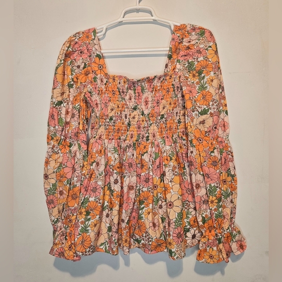 💜🩷gianni Bini Top Orange Floral Size S💓💚 - Picture 3 of 6